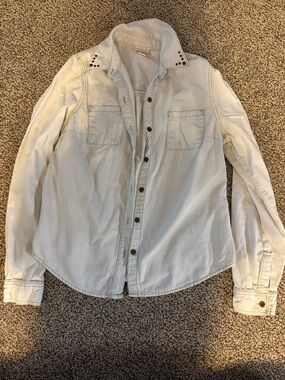 Mossimo Supply Co. Light Cream Button-Down Shirt with Stud Accents